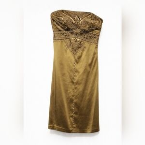 Sue Wong Strapless Taupe Embellished Cocktail Dress